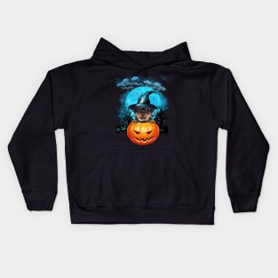 Rottweiler Witch Hat Pumpkin And Blue Moon Halloween Kids Hoodie